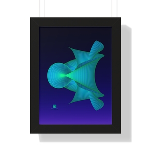 Framed Poster: Hyperbolic Surface Aqua