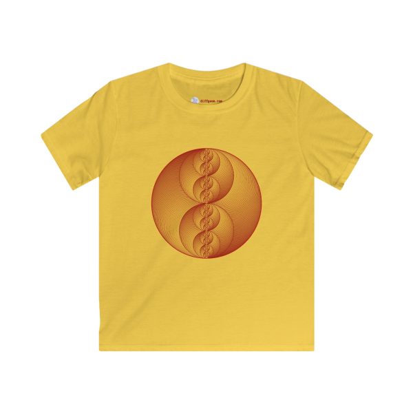Kids Softstyle Tee: Binary Medallion Red - Image 2