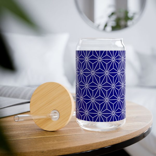 Sipper Glass, 16oz: Hexagon Star Blue - Image 2