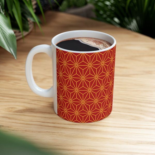 Ceramic Mug (11oz): Hexagon Star Red - Image 3