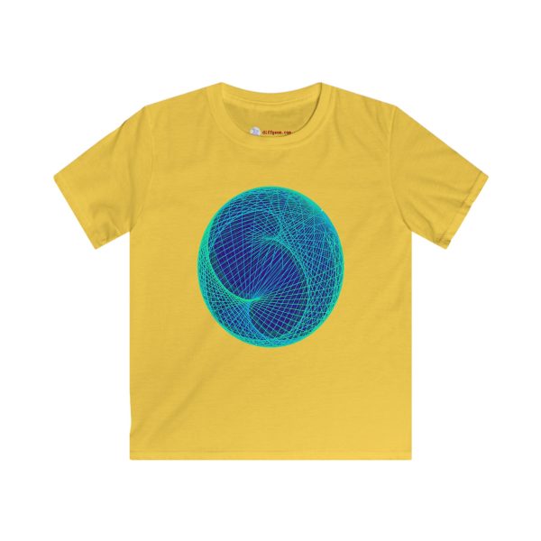 Kids Softstyle Tee: Ellipsoid Geodesics Phosphor - Image 2