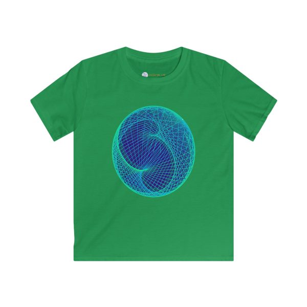 Kids Softstyle Tee: Ellipsoid Geodesics Phosphor - Image 3