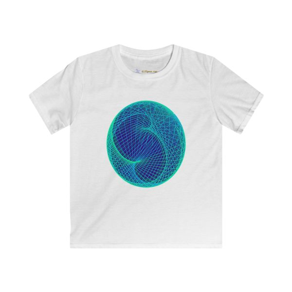 Kids Softstyle Tee: Ellipsoid Geodesics Phosphor
