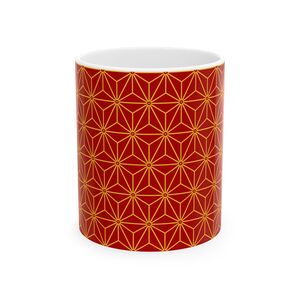 Ceramic Mug (11oz): Hexagon Star Red