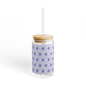 Sipper Glass, 16oz: Hexagon Star White