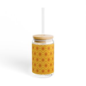 Sipper Glass, 16oz: Hexagon Star Gold