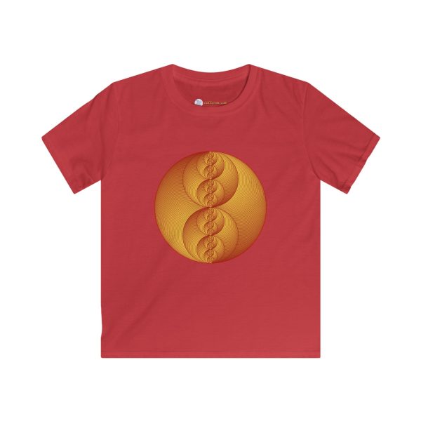 Kids Softstyle Tee: Binary Medallion Red - Image 7